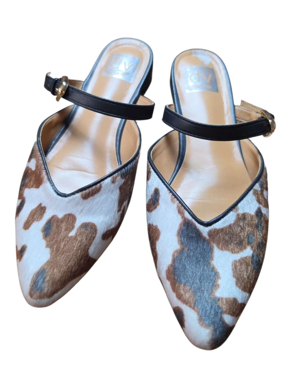 DV by DOLCE VITA | Domainica Cow Print Pointed‎ Toe Mary Jane Mules Slides | 6.5